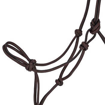 QHP Liberta Leather Rope Halter – Brown, Cob (VB)