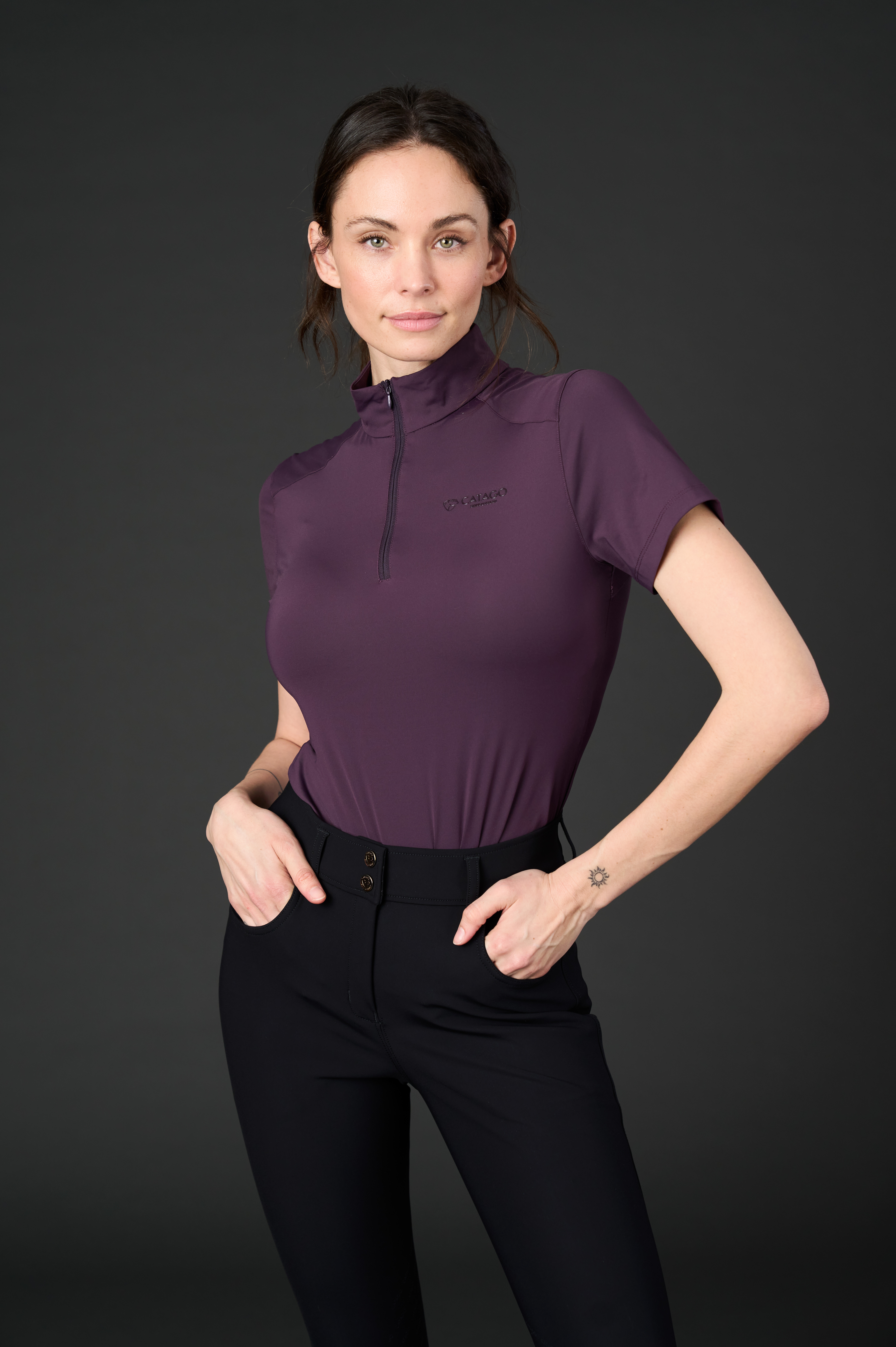 CATAGO Thelma Kortärmad Ridtröja  - Plum Perfect, S - endast detta ex - 2