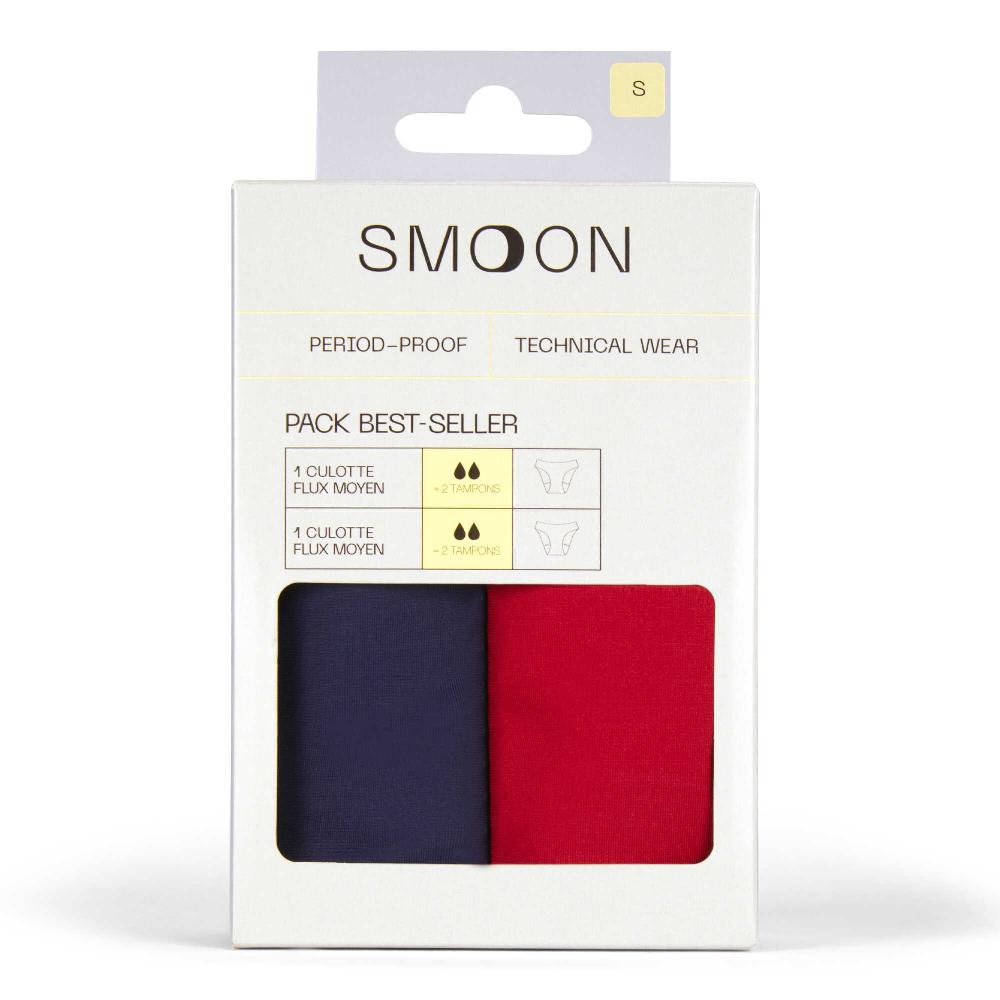 Smoon 2-pack Menstrosor Moderate Flow Röd/Blå