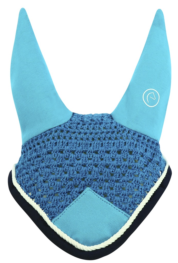 EQUITHEME Polyfun Fly Veil Turquoise/Navy - Full size