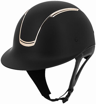 Equitheme Soazy Ratsastuskypärä Visiirillä - Rosé Chrome Details Musta/Rosé