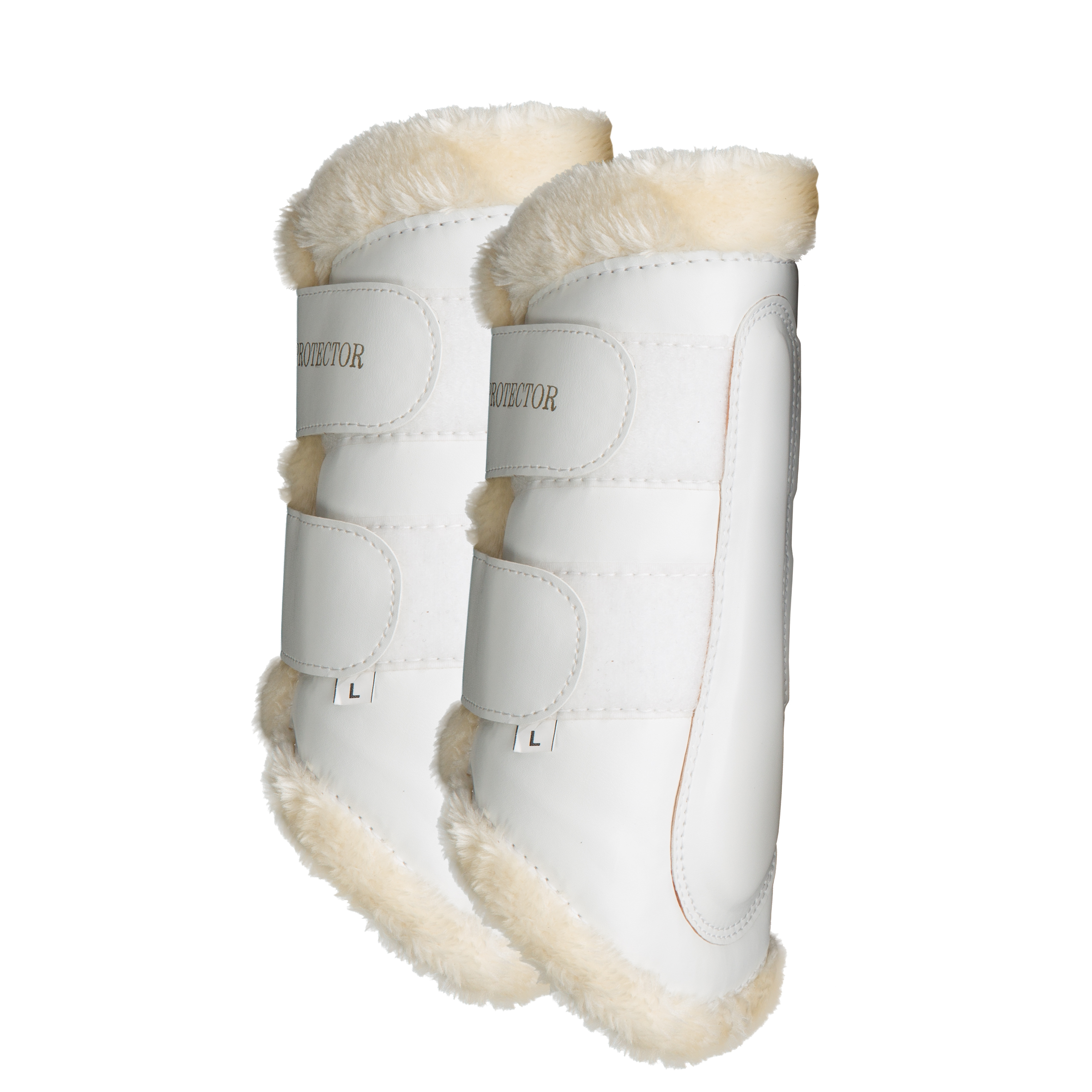 Protector Benskydd med Fuskpäls - Vit/Creme , M