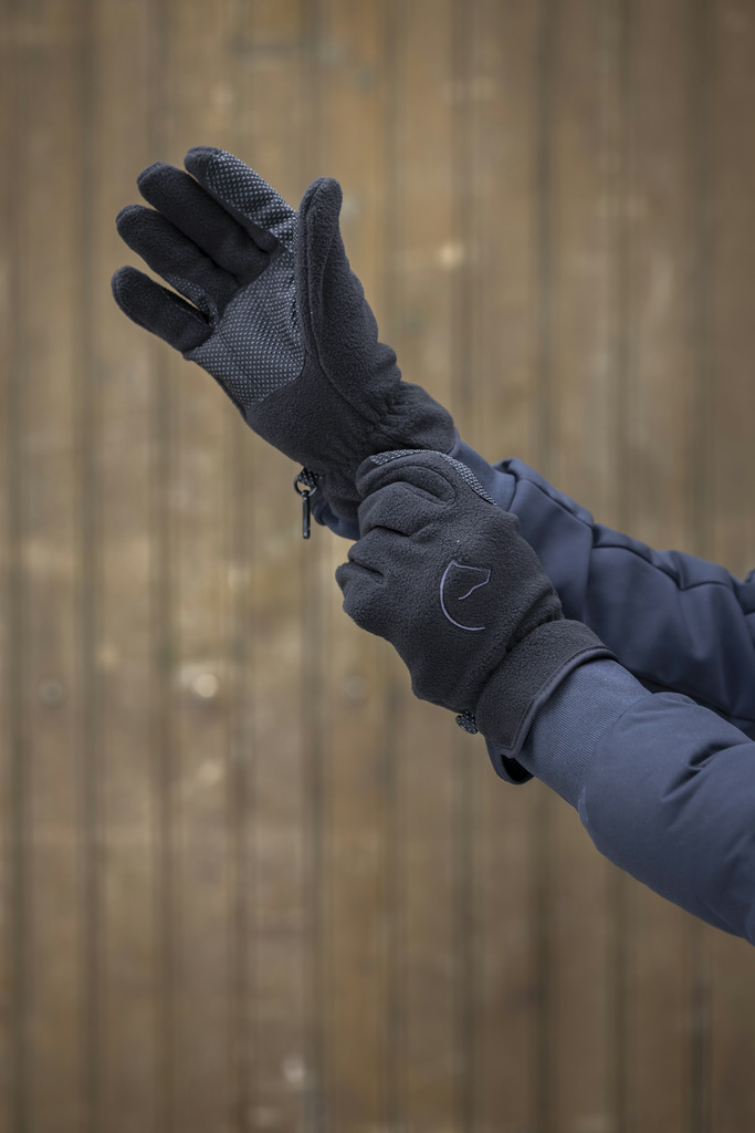 EQUITHEME Picot Fleece Gloves Black