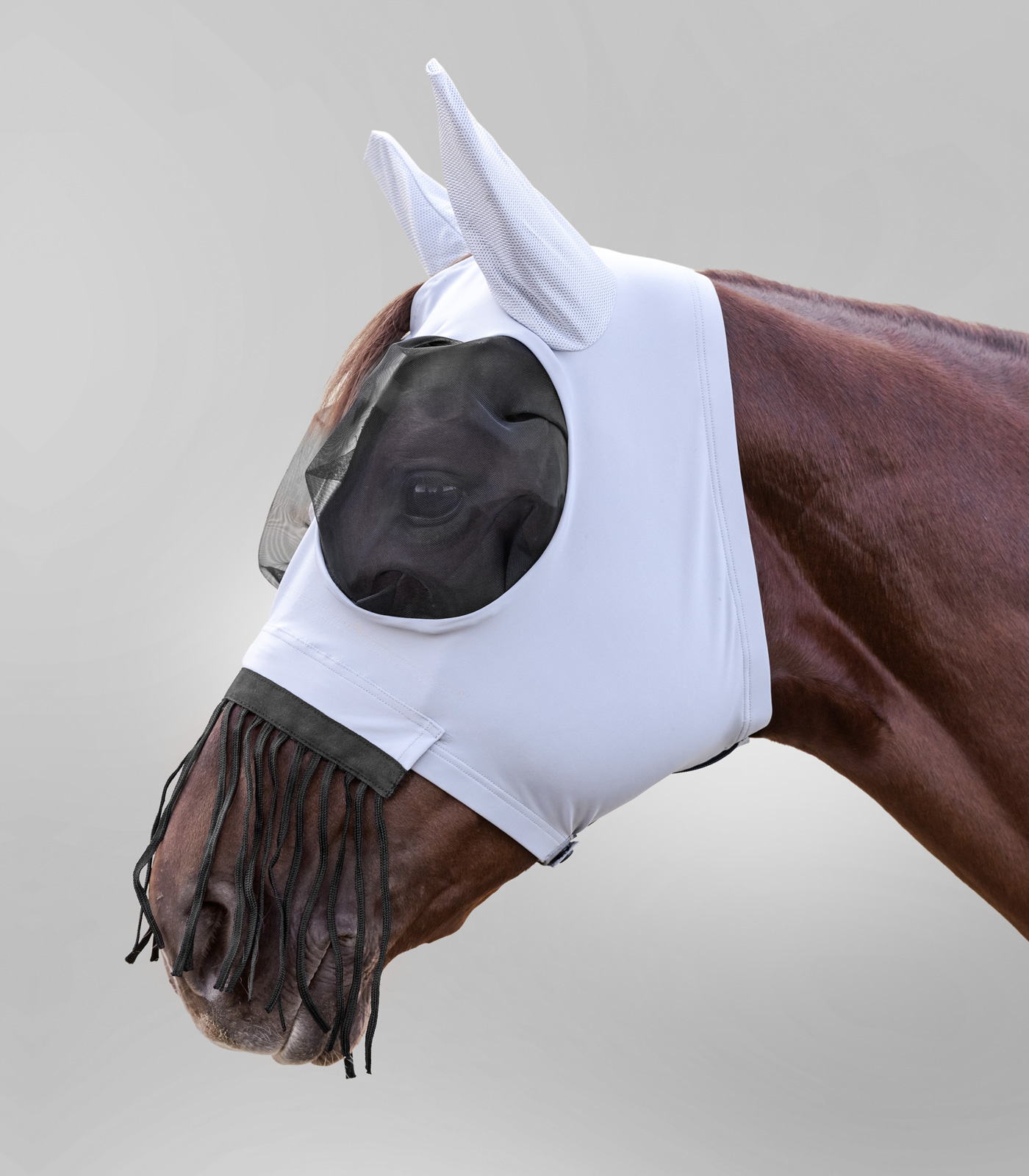 Waldhausen Puck fly mask with nose fringes - Silver grey