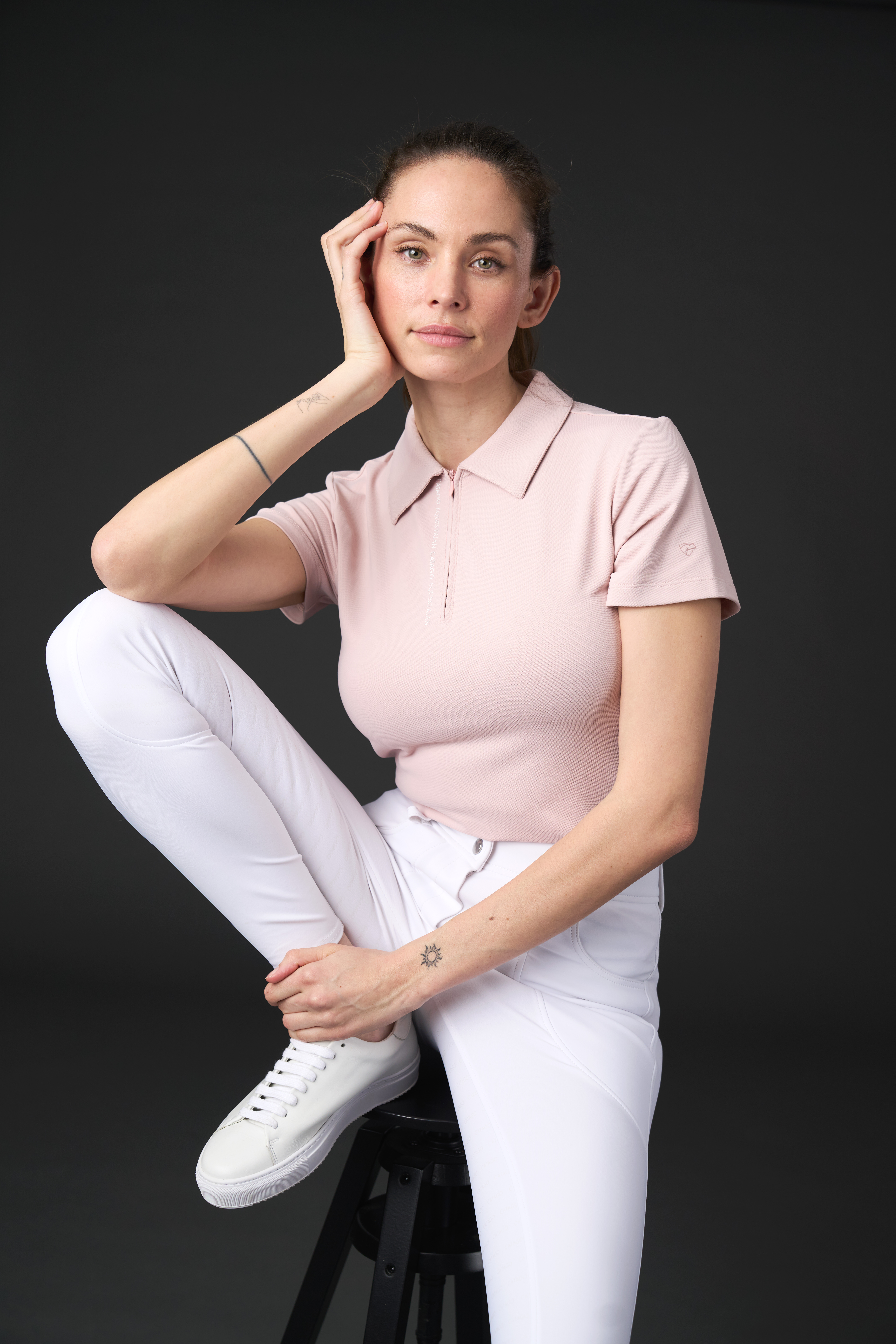 CATAGO Nash Zip Polo Short Sleeve Riding Blouse - Burnished Lilac, S - 4