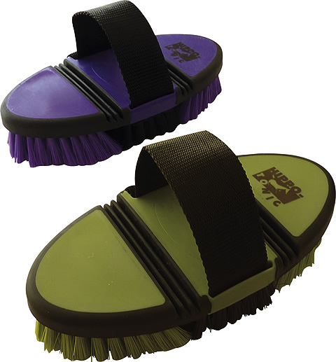 HIPPOTONIC 'Softgrip' Flexibel Ryktborste i Nylon Ljusblå/Choco