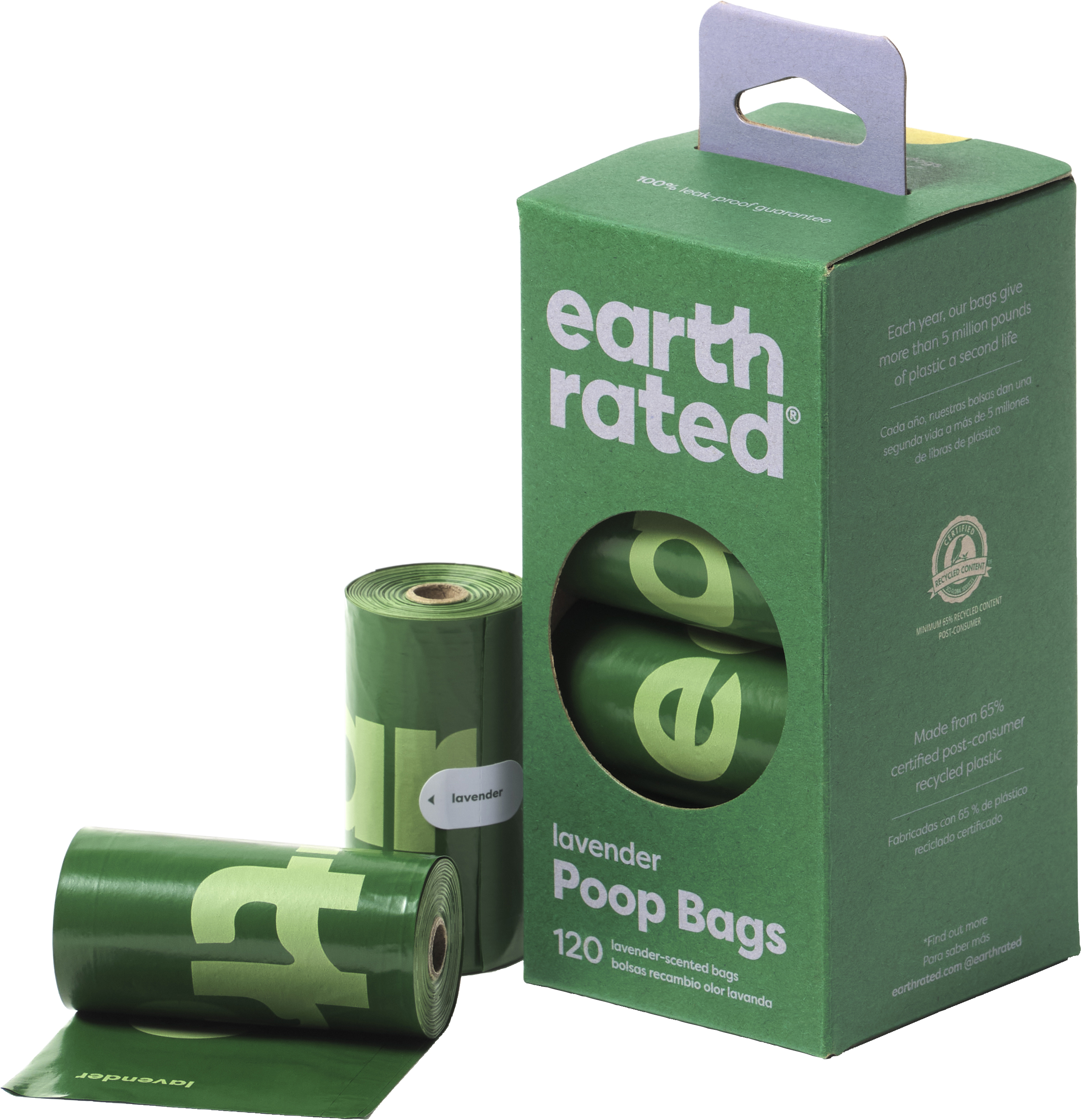 Earth Rated 120 st x 8 Rullar Eco-Friendly Bajspåsar - Lavendel