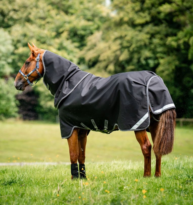 Horseware Rambo 1680D Plus Turnout 50g Black/Thunderstorm Grey & Silver - 2