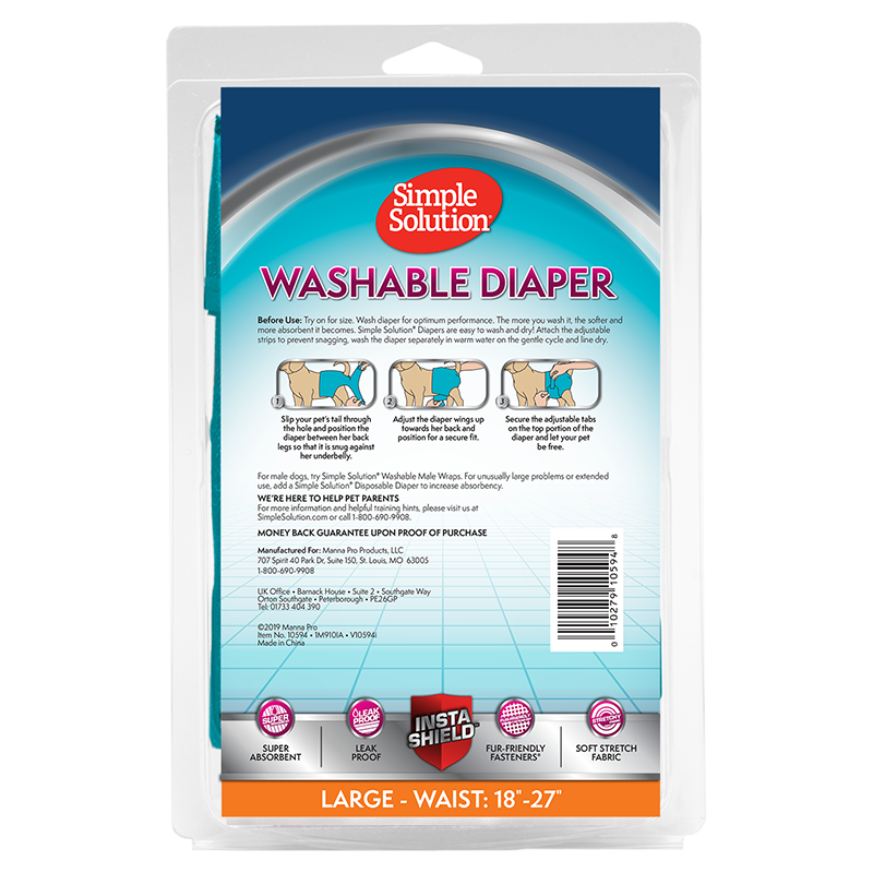Simple Solution Washable Diaper For Female Dogs - Micro fiber  