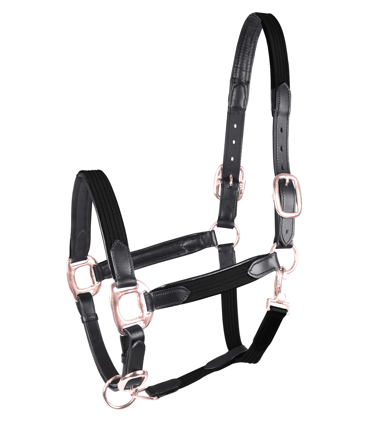 Waldhausen Star Mix Leather and Web Halter - Black/ Rosé, Full