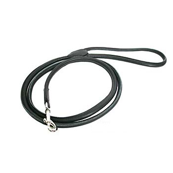 Super Soft Rundgenäht Leine Auf Leder - Schwartz 