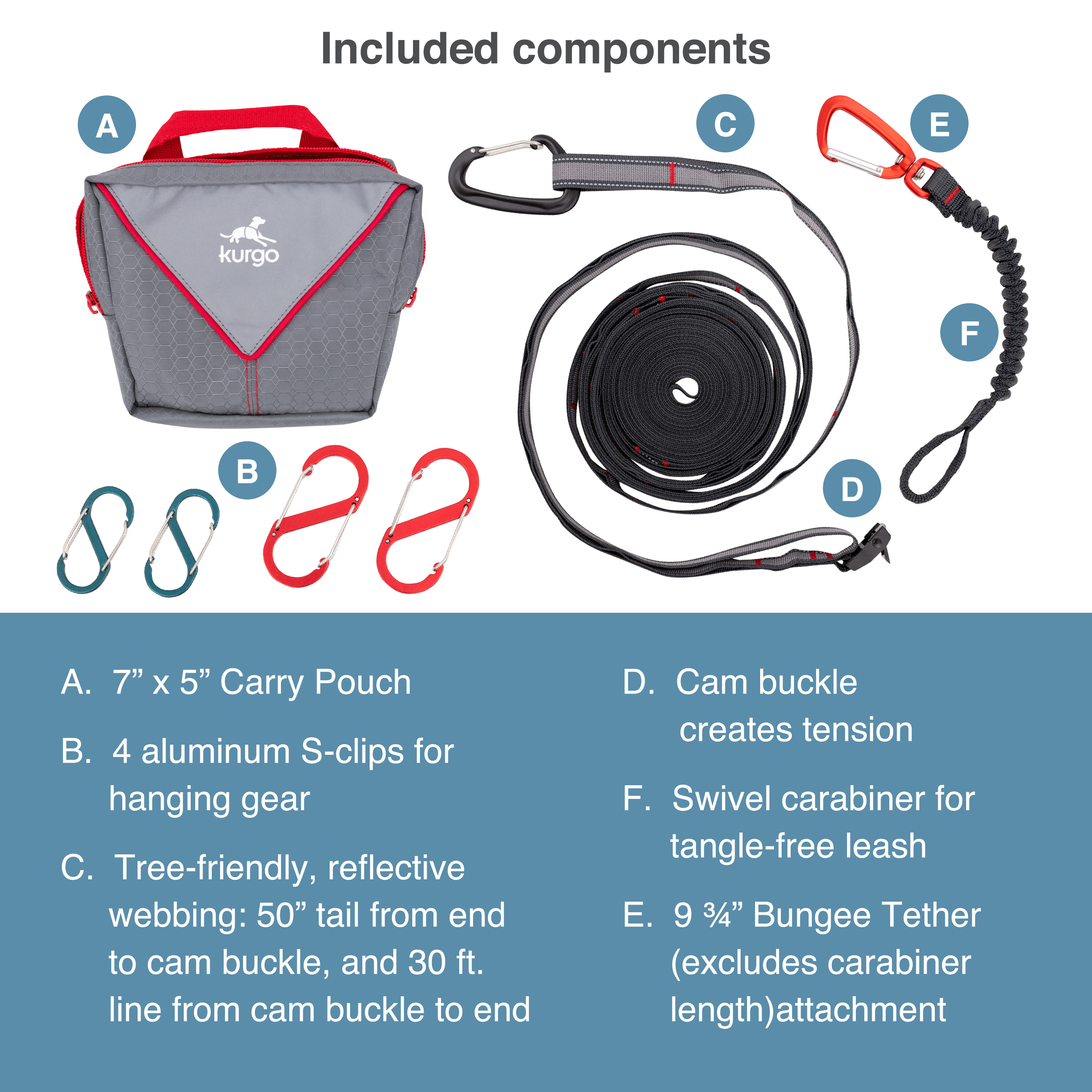 Kurgo Ridgeline Tie Out - Camping Kit - 6