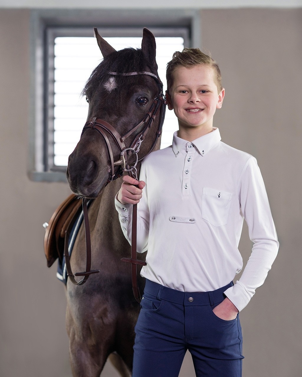 QHP Roan Junior Långärmad Tävlingströja, 128 - endast detta ex - 4