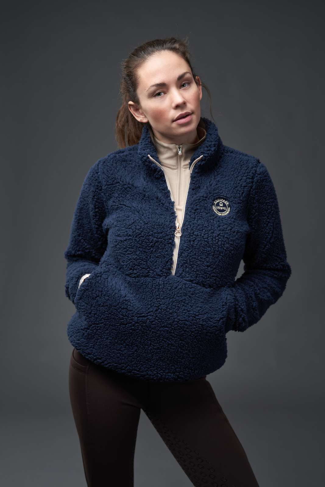 Equipage KIDS Joelle teddy HZ jacka Navy, L - endast detta ex - 4