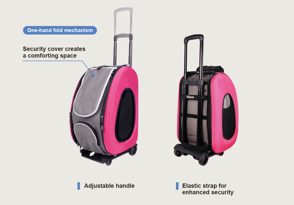 Ibiyaya Eva 4-in-1  Pet Carrier Stroller Kuljetuslaukku - Hot Pink - vain tämä kappale - 2