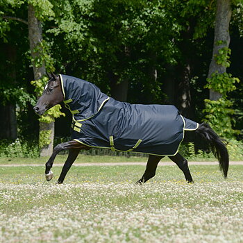 Bucas Oasis Turnout 200 g + Neck Ulkoloimi - Dark grey/Lime, 155