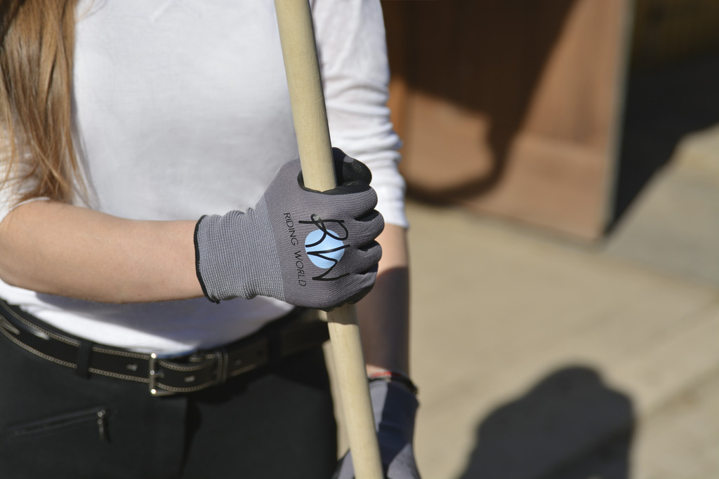 RIDING WORLD Groom Gloves Grey/Black