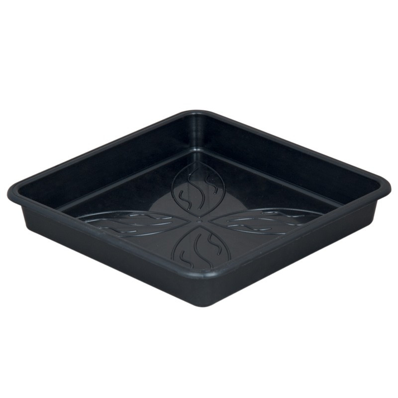 Krukunderlägg 25 cm – för krukor 11–14 L (svart, kvadratiskt)