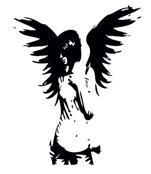 Väggdekor -Angel 80 x 100 cm, svart dekor