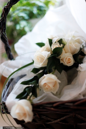 Blommor i korg