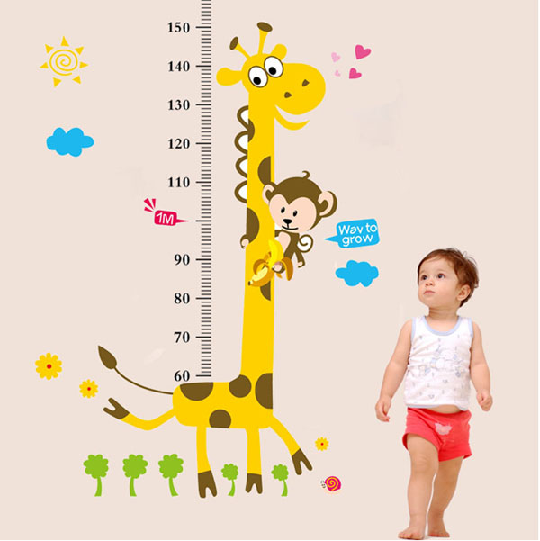Väggdekor -Mätsticka med motiv av bl.a. Giraff och Apa, 180 x 88 cm - 2