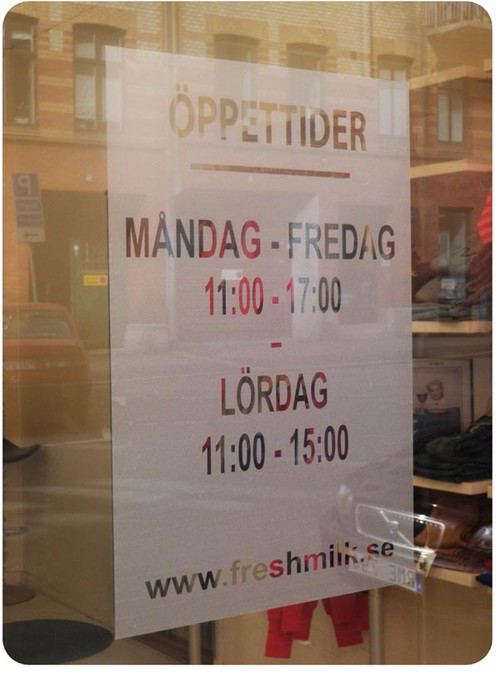Fönsterdekor -Öppettider