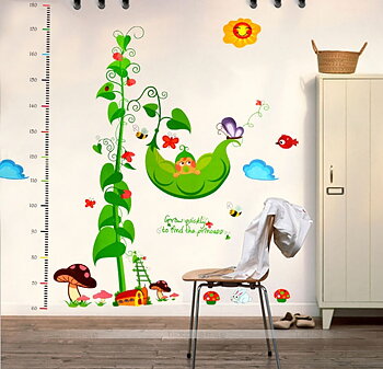 Väggdekor -Mätsticka med motiv av bl.a. en Pumpa och svampar, 120 x 115 cm