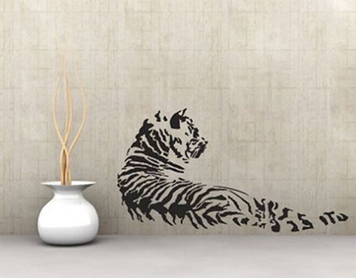Väggdekor -Tiger 70 x 120 cm, svart dekor