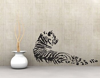 Väggdekor -Tiger 70 x 120 cm, svart dekor