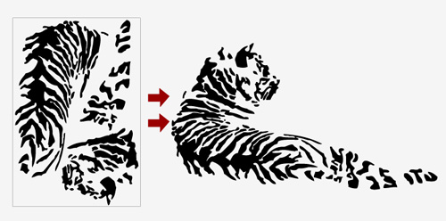 Väggdekor -Tiger 70 x 120 cm, svart dekor - 2