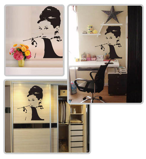 Väggdekor -Audrey Hepburn 65 x 92 cm, svart dekor - 3
