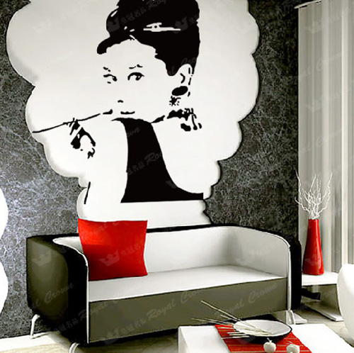 Väggdekor -Audrey Hepburn 65 x 92 cm, svart dekor - 2