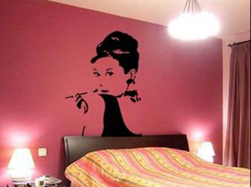 Väggdekor -Audrey Hepburn 65 x 92 cm, svart dekor