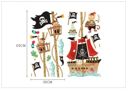 Väggdekor -Mätsticka med motiv av Piratskepp, 170 cm hög - 2