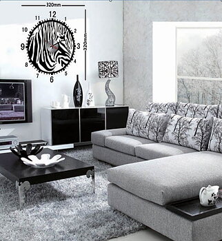 Klocka med vinyldekor -Zebra