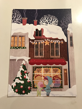 Julkort - Oliver och Emma tittar på julskyltning, 5 pack