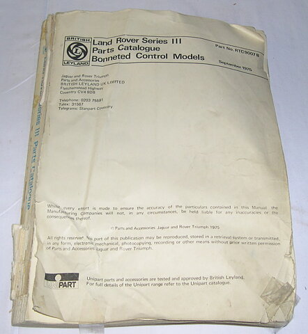 Reservdelskatalog Land Rover Ser. lll