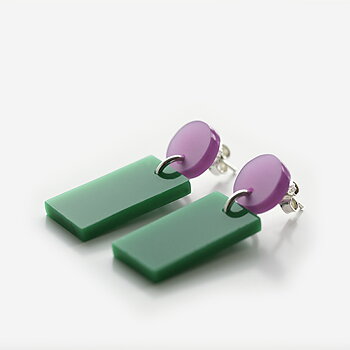 Color Palette 2.0  Hängande Örhängen Ny Färg Dimrosa & Grön