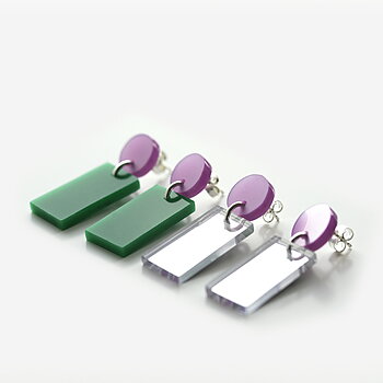 Color Palette 2.0  Hängande Örhängen Ny Färg Dimrosa & Grön