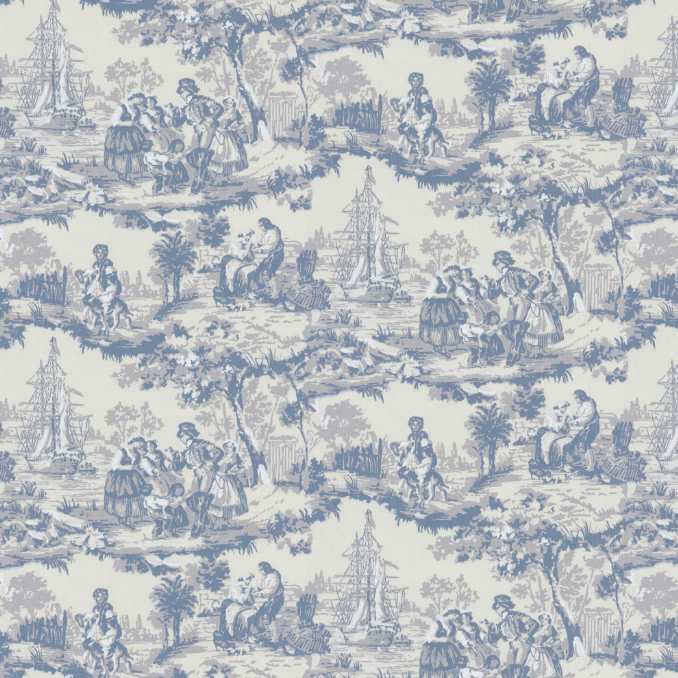 Skeppsmotiv, blue