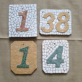 Nummerskylt, mosaik