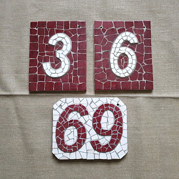 Nummerskylt, mosaik