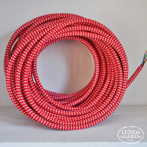 Textile cable red/white - 0.5 m - 3 x 0.75mm²