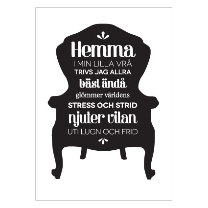 Postikortti "Hemma i min lilla vrå"
