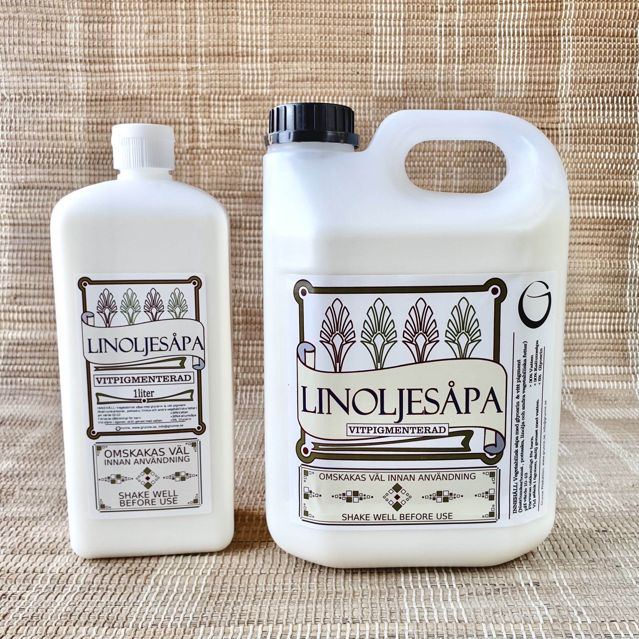 White pigmented linseed oil soap, Grunne
