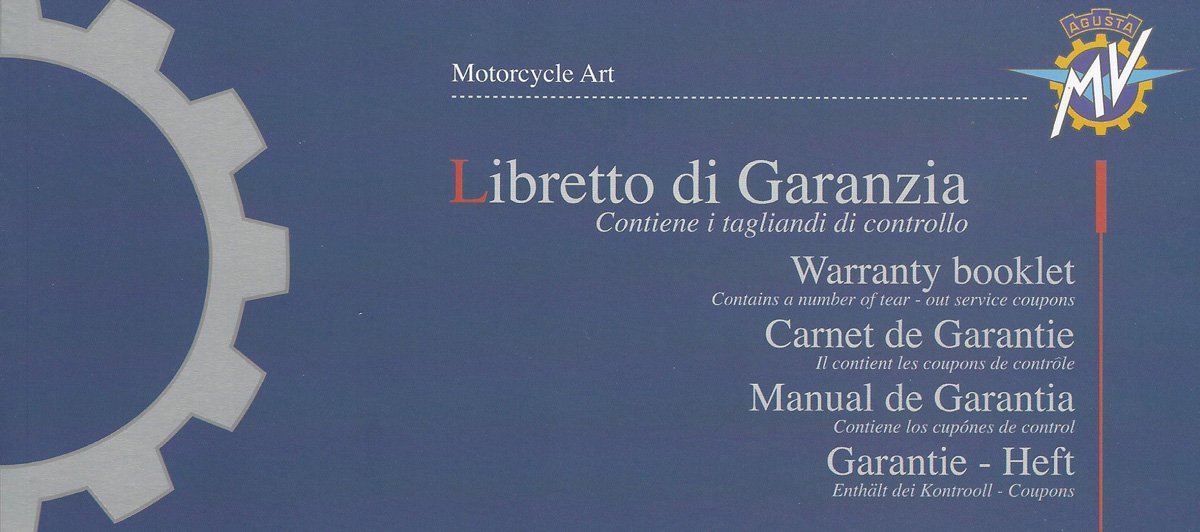 MV Agusta Warranty Booklet F4/B4 Serie 1