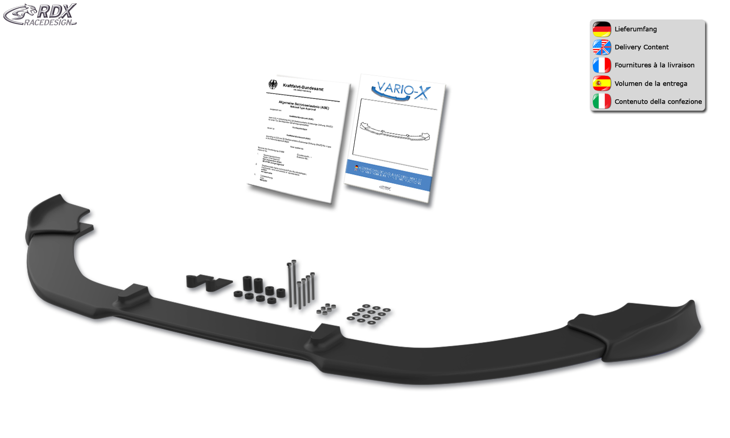 RDX Front Spoiler VARIO-X for VW Passat B7 / 3C R-Line Front Lip Splitter