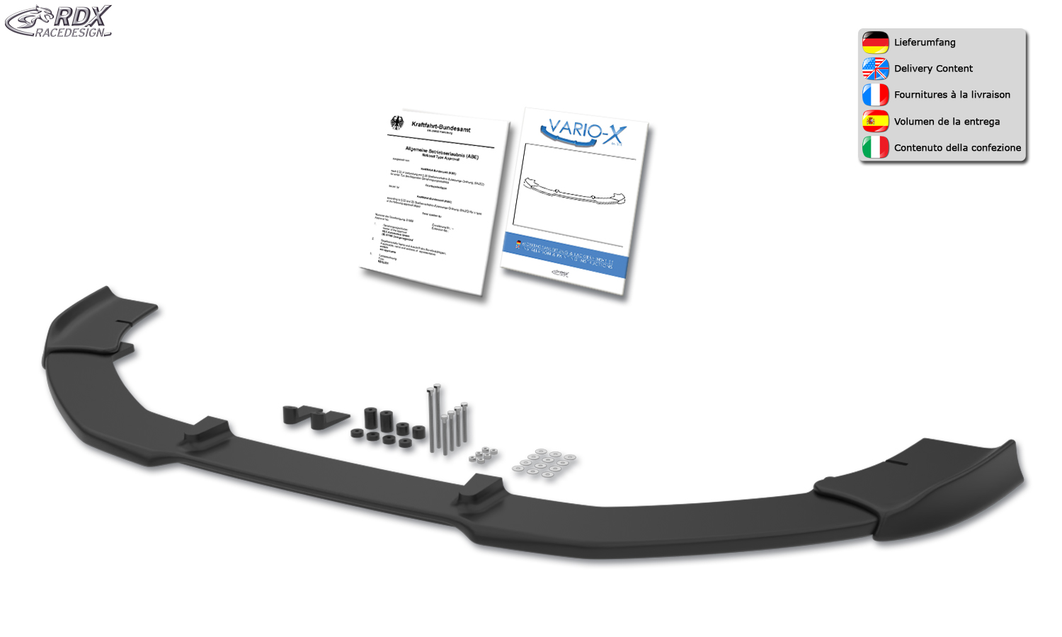 RDX Front Spoiler VARIO-X for VOLVO S60 / V60 2013-2018 Front Lip Splitter