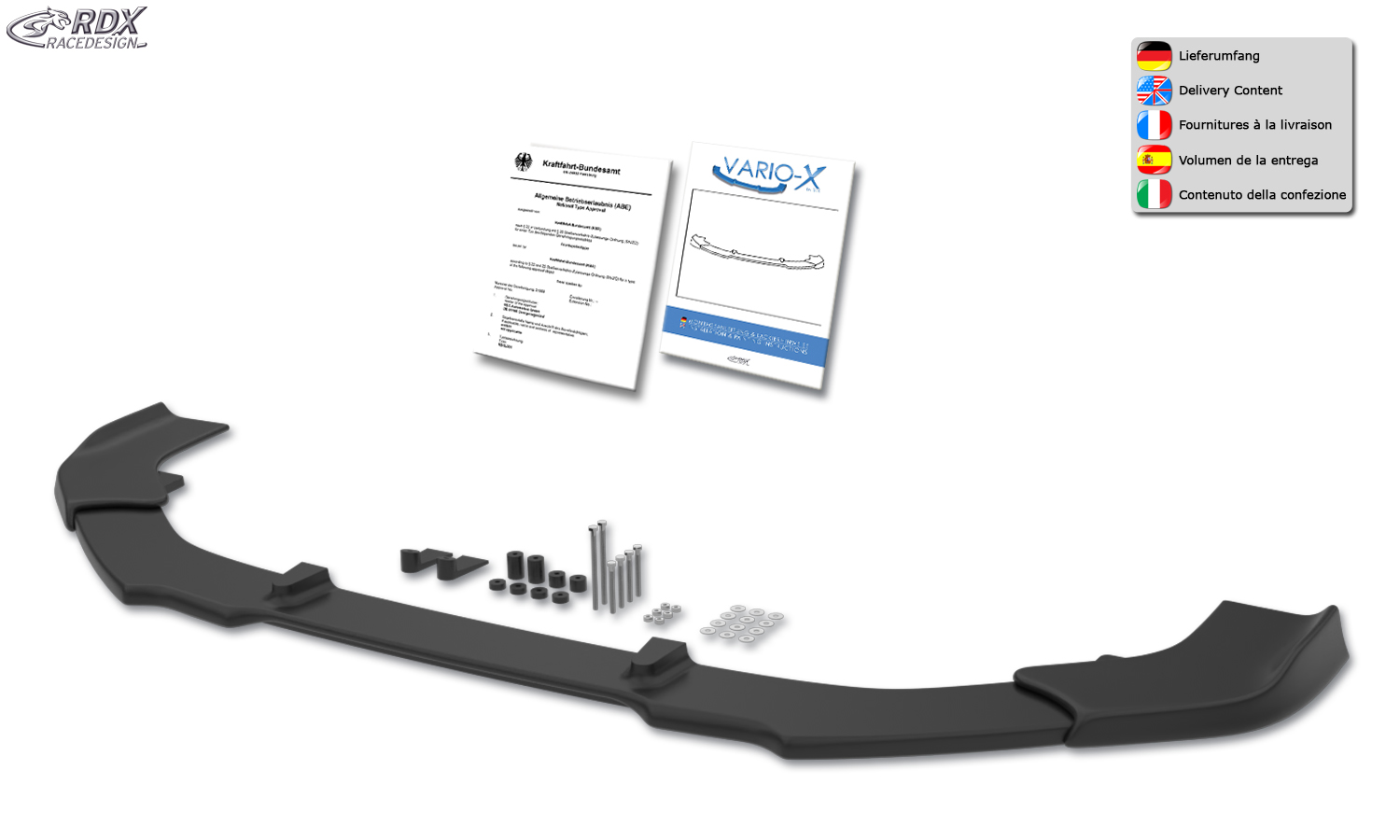 RDX Front Spoiler VARIO-X for FORD Focus 4 Front Lip Splitter - 3
