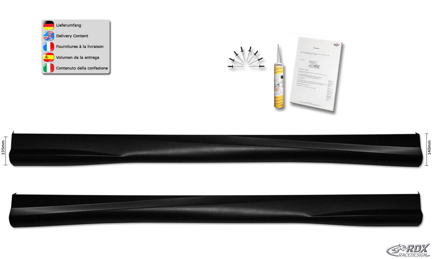RDX Sideskirts for CITROEN C5 (RD/TD) 2008+ "Turbo-R"